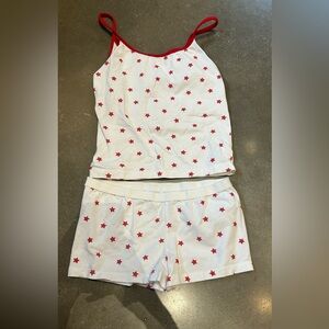 Brandy Melville White and Red Star Lounge Set